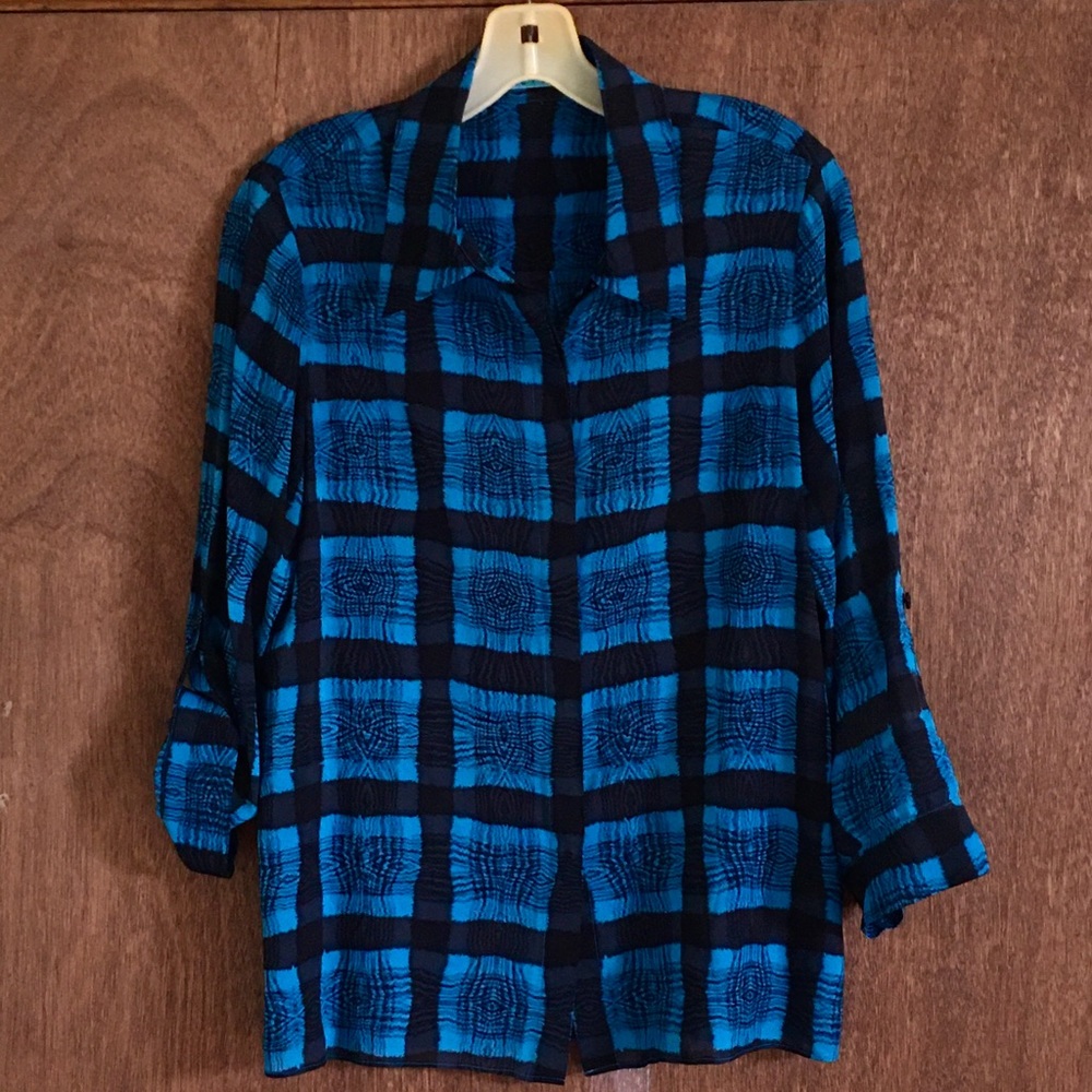 Alice + Olivia Silk Tab Sleeve Blouse Top